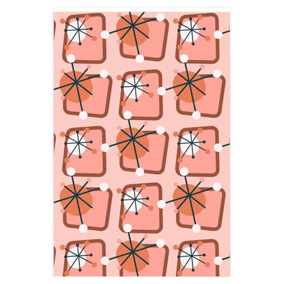 Kate McEnroe New York Mid Century Modern Retro Starburst Wrapping Paper, Atomic Age Pink, Orange MCM Gift Wrap - 130982623Wrapping Paper10157899322246240158