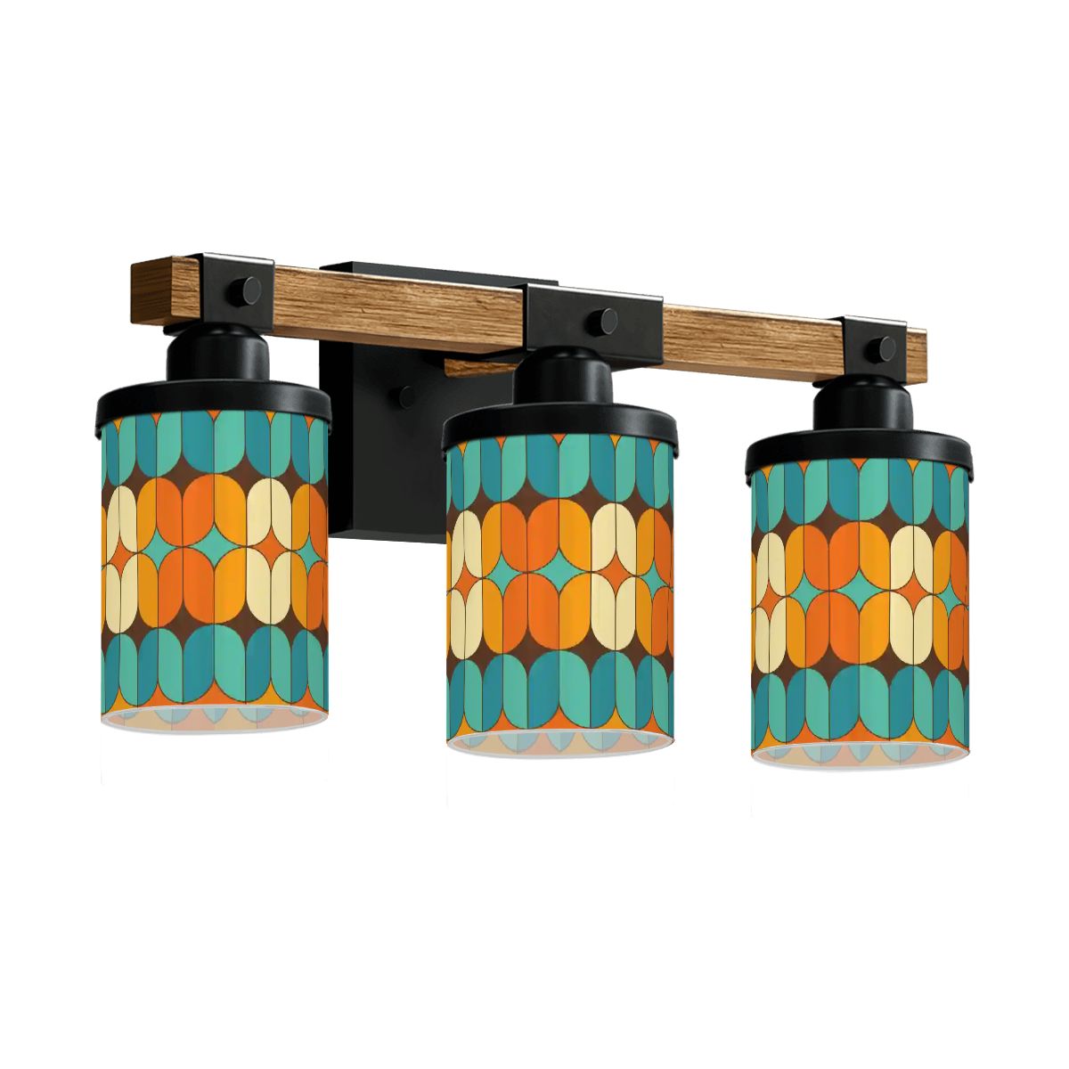 Kate McEnroe New York Mid Century Modern Retro Teal Orange Geometric Vanity LightVanity Light Fixtures9djdBZPLyq
