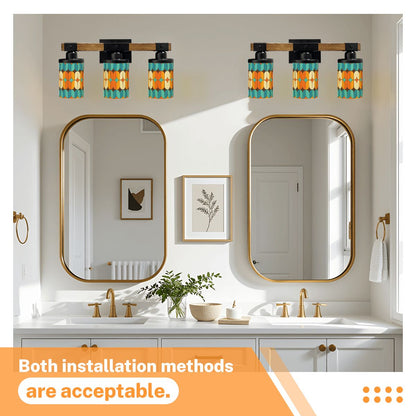 Kate McEnroe New York Mid Century Modern Retro Teal Orange Geometric Vanity LightVanity Light Fixtures9djdBZPLyq