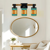 Kate McEnroe New York Mid Century Modern Retro Teal Orange Geometric Vanity LightVanity Light Fixtures9djdBZPLyq