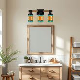Kate McEnroe New York Mid Century Modern Retro Teal Orange Geometric Vanity LightVanity Light Fixtures9djdBZPLyq
