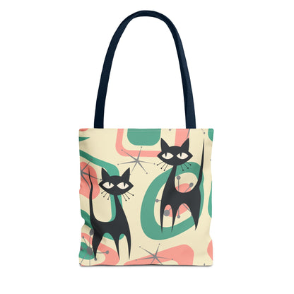 Kate McEnroe New York Mid Century Modern Retro Tote Bag, Atomic Cat Starburst Geometric 50s Kitsch Mod Style Shoulder BagTotes18919228606445346562