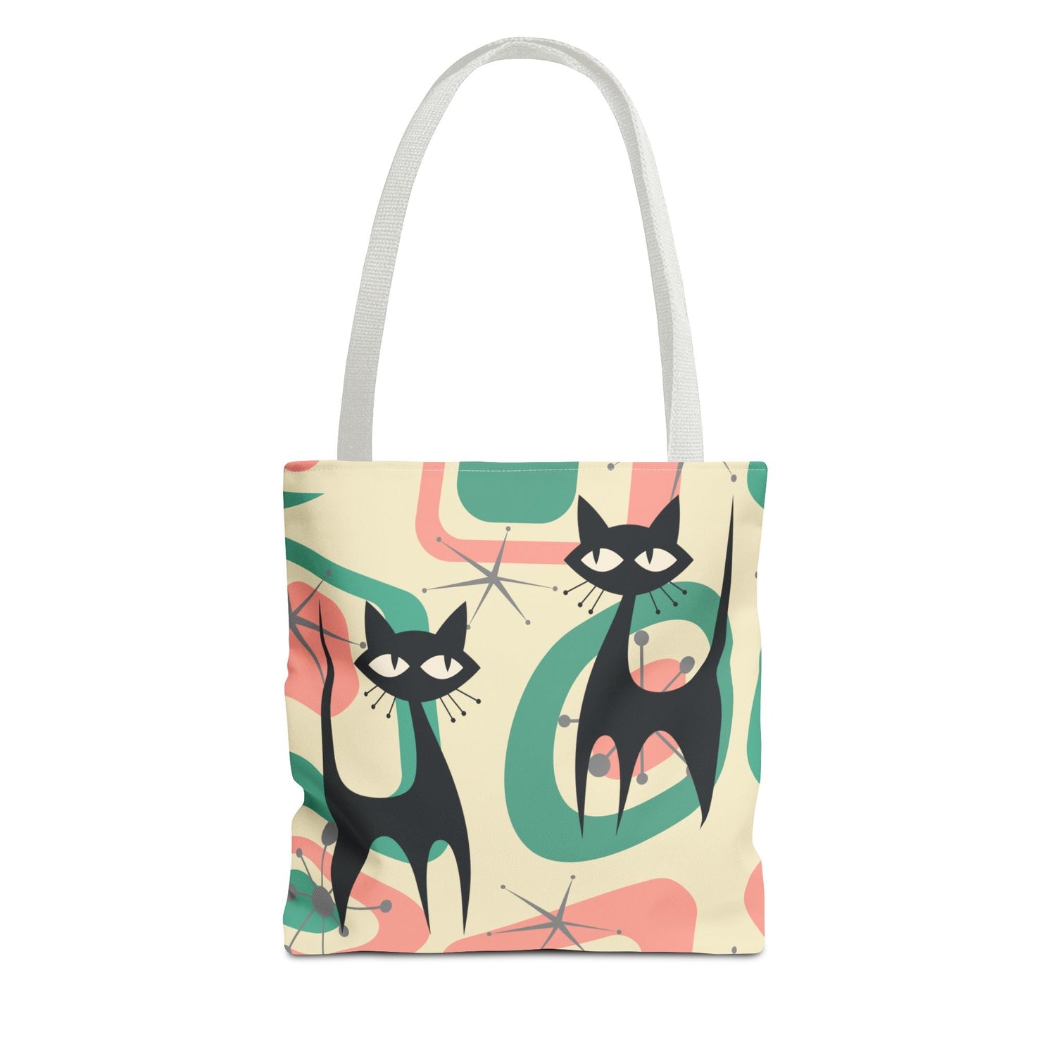 Kate McEnroe New York Mid Century Modern Retro Tote Bag, Atomic Cat Starburst Geometric 50s Kitsch Mod Style Shoulder BagTotes21229104506632277341