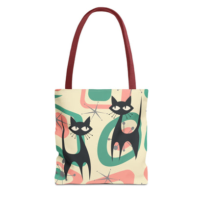 Kate McEnroe New York Mid Century Modern Retro Tote Bag, Atomic Cat Starburst Geometric 50s Kitsch Mod Style Shoulder BagTotes31832323422241635779