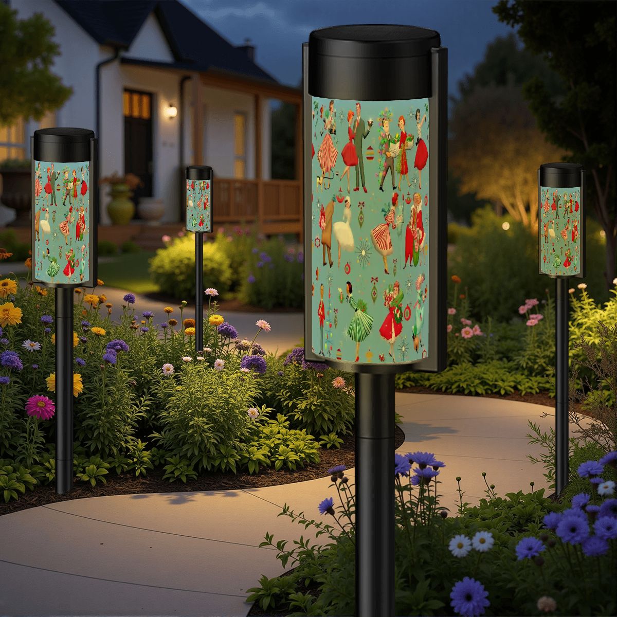 Kate McEnroe New York Mid Century Modern Retro Vintage 50s Christmas Couples &amp; Housewives Garden Solar LightsSolar Garden Stake LightsAijPZDzMdx