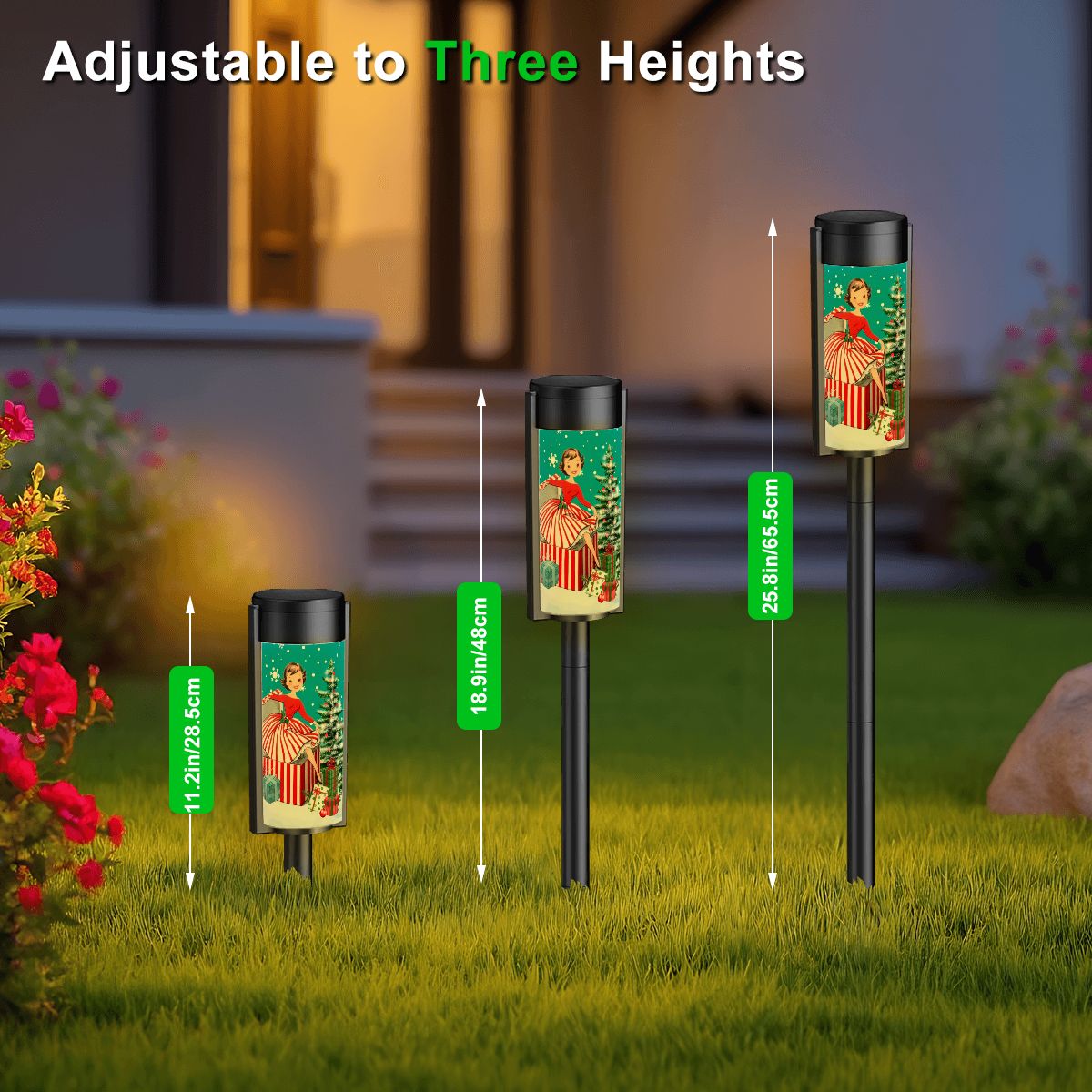 Kate McEnroe New York Mid Century Modern Retro Vintage 50s Christmas Girl Pathway Garden Solar LightsSolar Garden Stake LightsrLUEBKFvyA