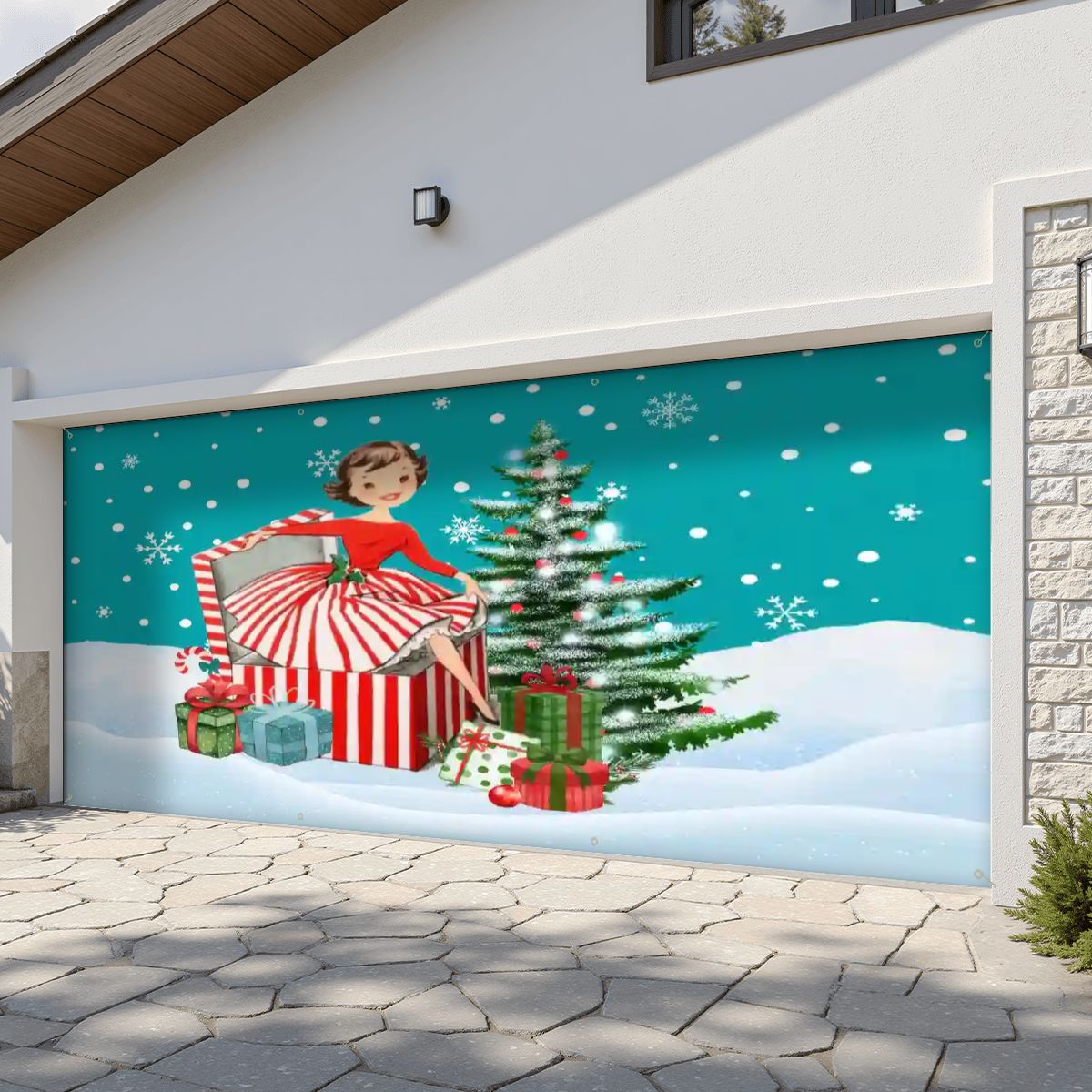 Kate McEnroe New York Mid Century Modern Retro Vintage Kitsch Christmas Garage Door BannerGarage Door BannerQBEbehHaN3