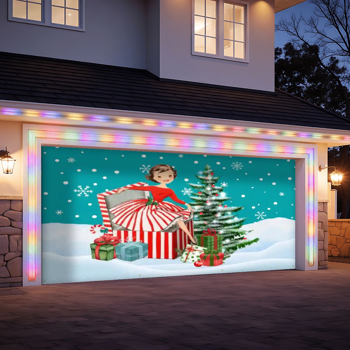 Kate McEnroe New York Mid Century Modern Retro Vintage Kitsch Christmas Garage Door BannerGarage Door BannerQBEbehHaN3