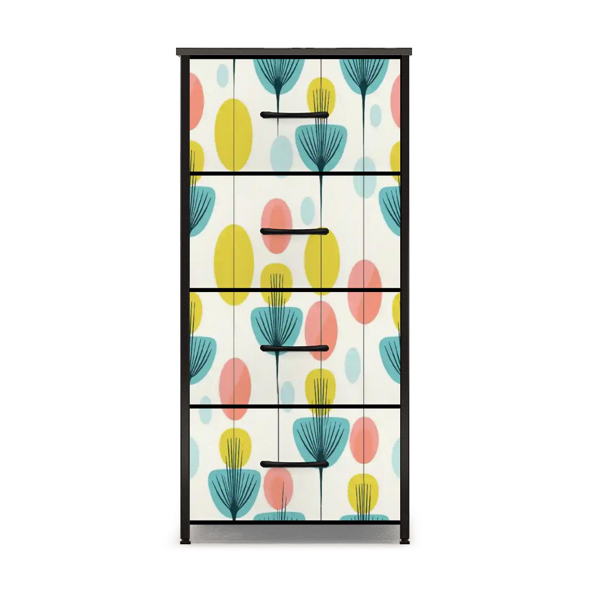 Kate McEnroe New York Mid Century Modern Scandi Floral Orbs 4 Drawer DresserDressersg5sC3mrD6G