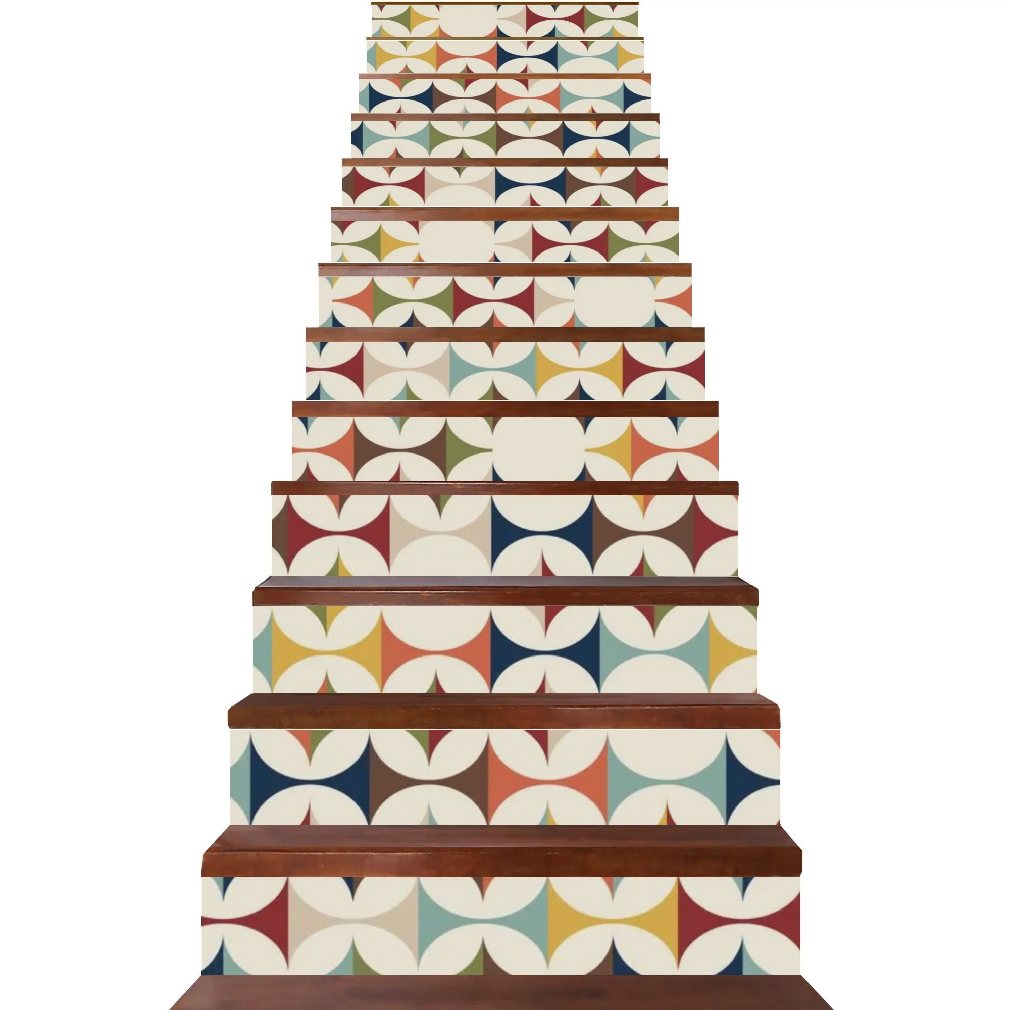 Kate McEnroe New York Mid Century Modern Scandinavian Danish Modern Peel And Stick 13pcs Stair Risers, Retro MCM Home DecorStair RisersY535V0MN - 1
