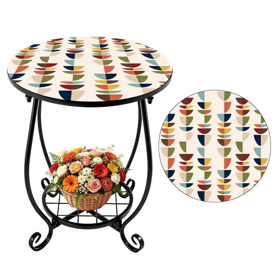 Kate McEnroe New York Mid Century Modern Scandinavian Floral Outdoor Side Tableoutdoor side tablemYXzqJ7yLM