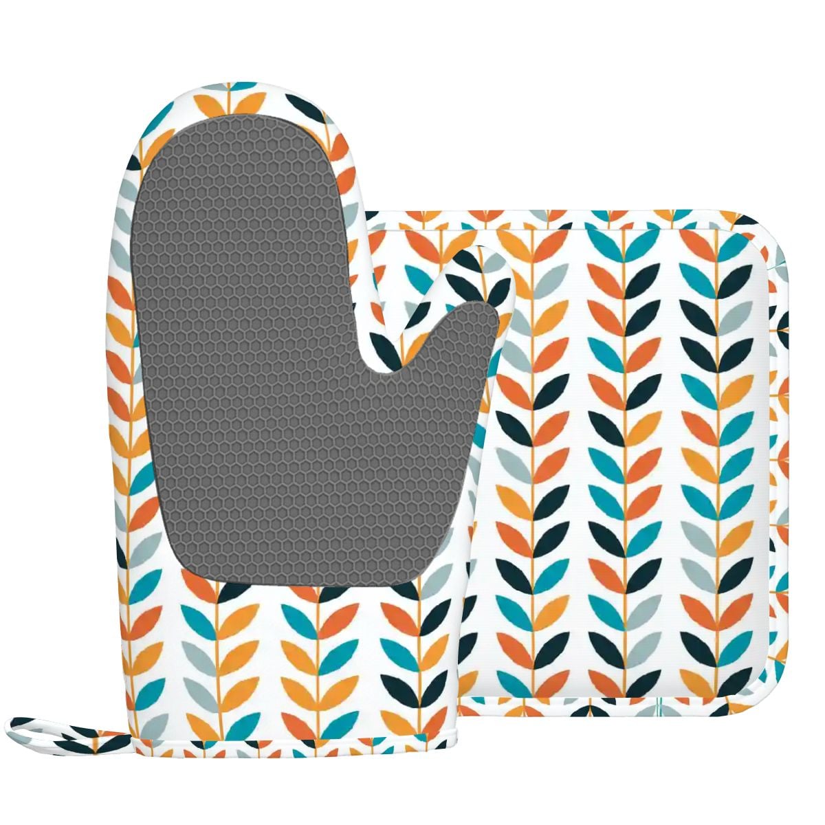 Kate McEnroe New York Mid Century Modern Scandinavian Floral Oven Mitts and Pot Holders SetsOven Mitts &amp; Pot Holder Set7NRTxCVafM