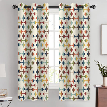 Kate McEnroe New York Mid Century Modern Scandinavian Geometric Grommet Curtain PanelsWindow CurtainsD3458529