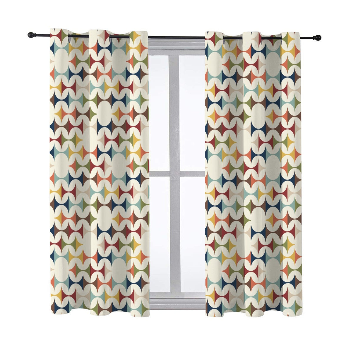Kate McEnroe New York Mid Century Modern Scandinavian Geometric Grommet Curtain PanelsWindow CurtainsD3458529