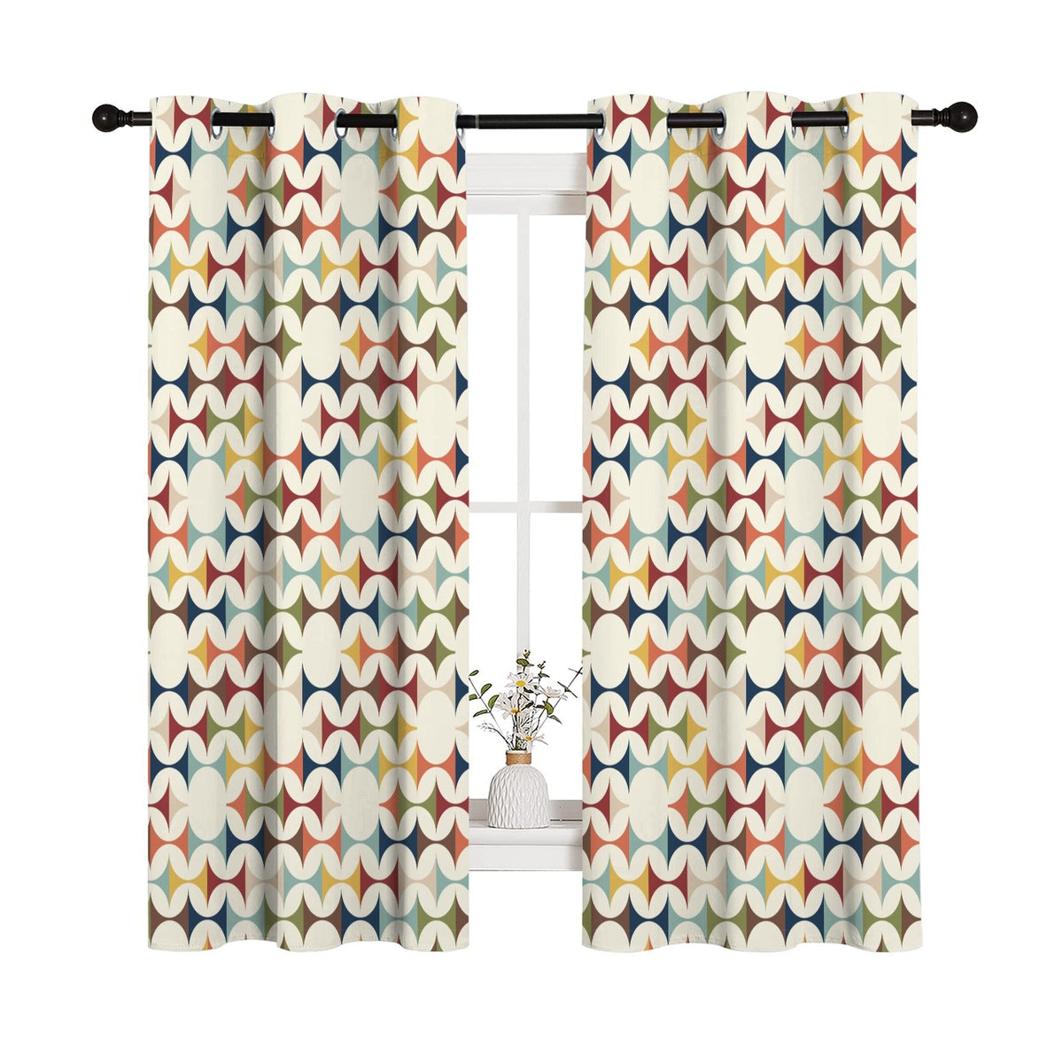 Kate McEnroe New York Mid Century Modern Scandinavian Geometric Grommet Curtain PanelsWindow CurtainsD3458530
