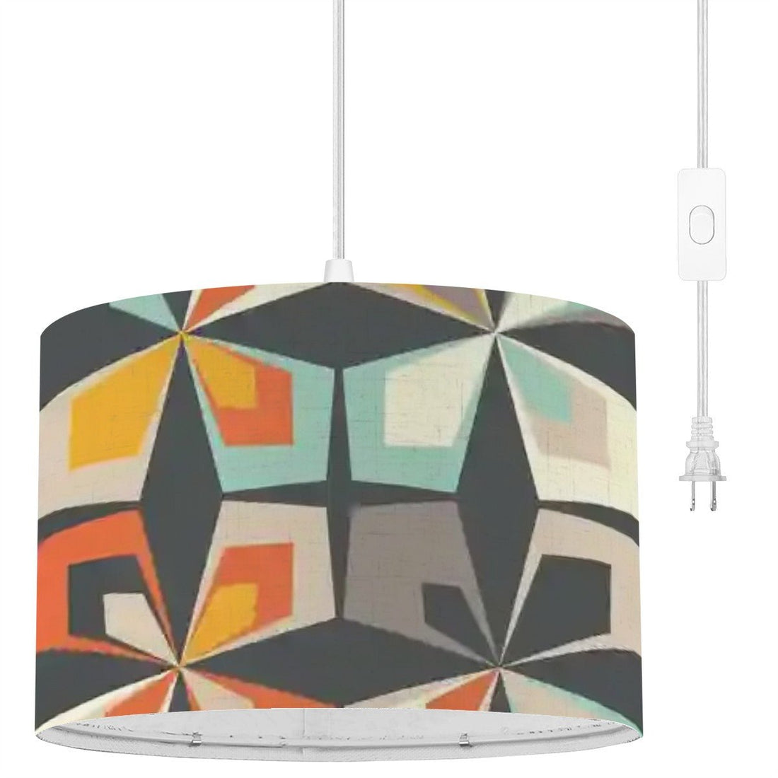 Kate McEnroe New York Mid Century Modern Scandinavian Geometric Pendant Lamp, Retro 50s Hanging Light, Vintage Abstract Drum Light FixtureCeiling LightinguxJNqZVF4L