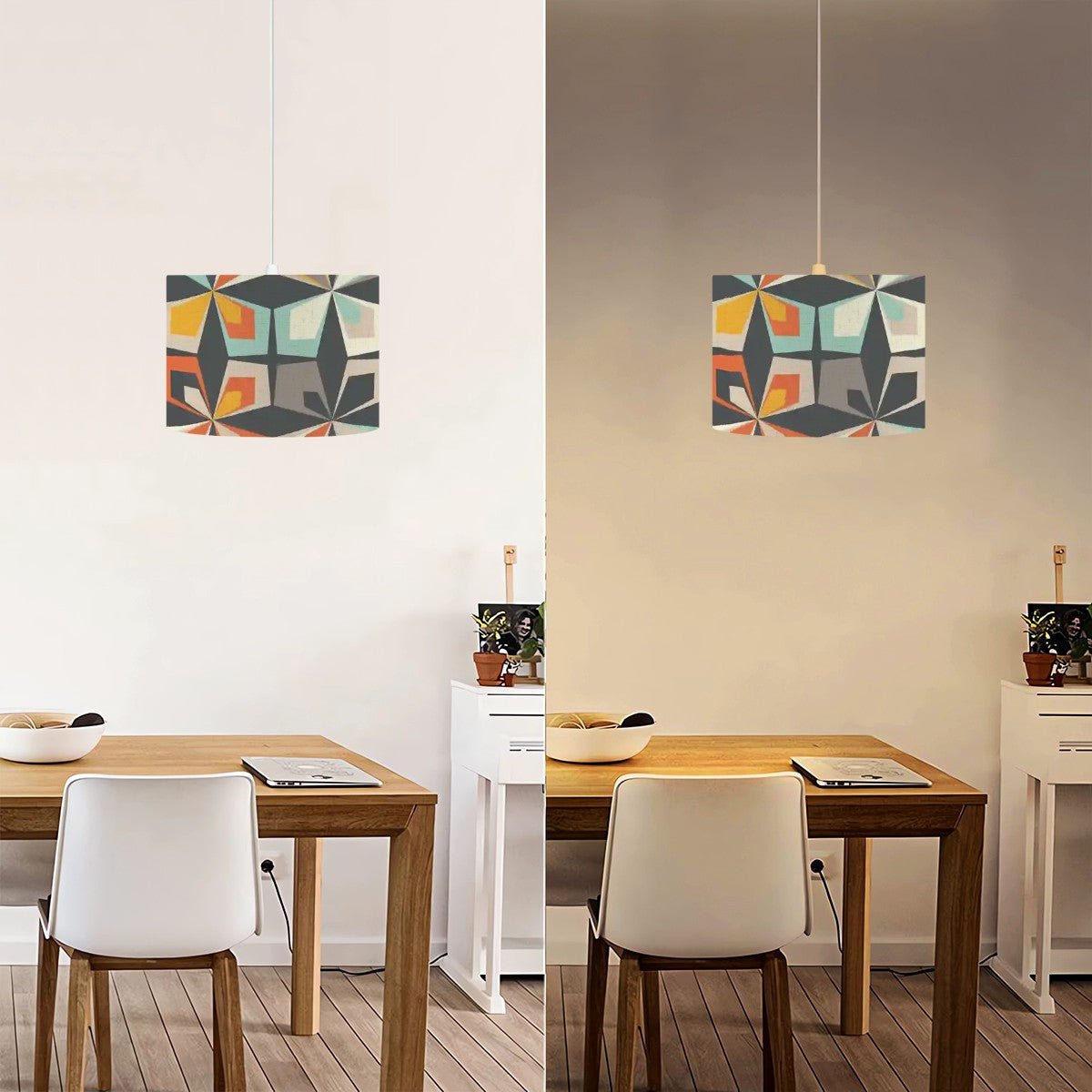 Kate McEnroe New York Mid Century Modern Scandinavian Geometric Pendant Lamp, Retro 50s Hanging Light, Vintage Abstract Drum Light FixtureCeiling LightinguxJNqZVF4L