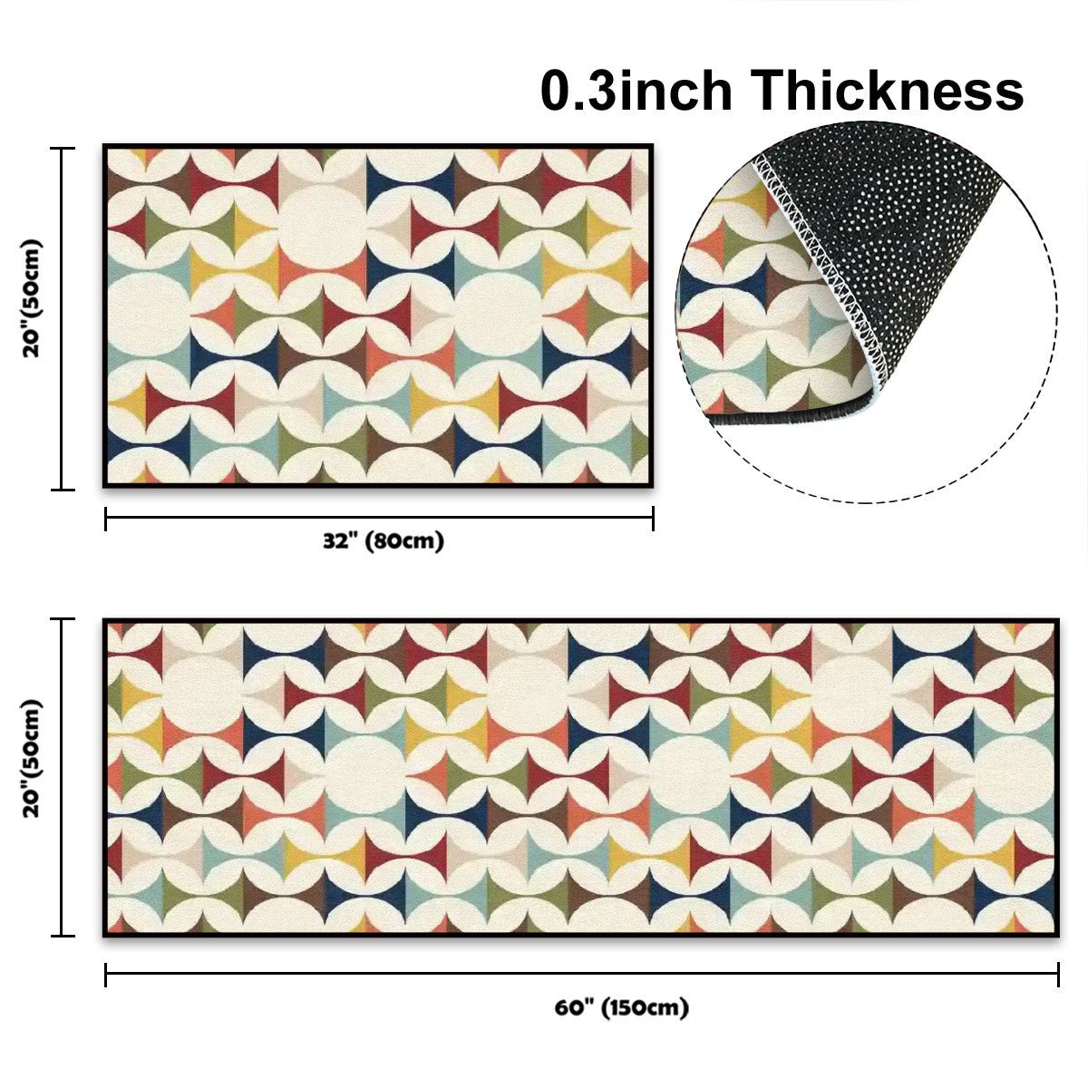 Kate McEnroe New York Mid Century Modern Scandinavian Mat Set, Danish Modern Retro Kitchen Bath Floor MatsKitchen Floor MatsNxuOHGY5CR