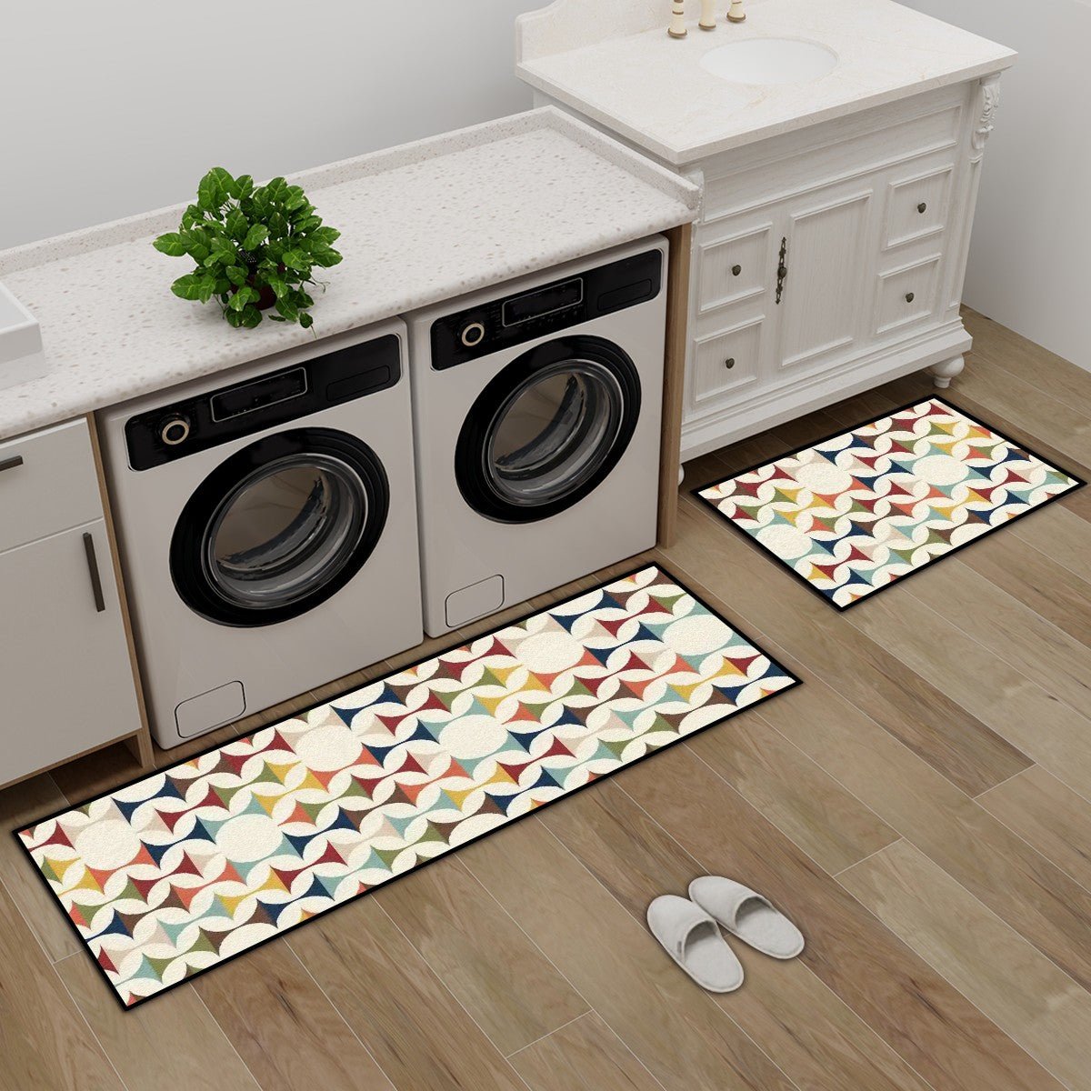 Kate McEnroe New York Mid Century Modern Scandinavian Mat Set, Danish Modern Retro Kitchen Bath Floor MatsKitchen Floor MatsNxuOHGY5CR