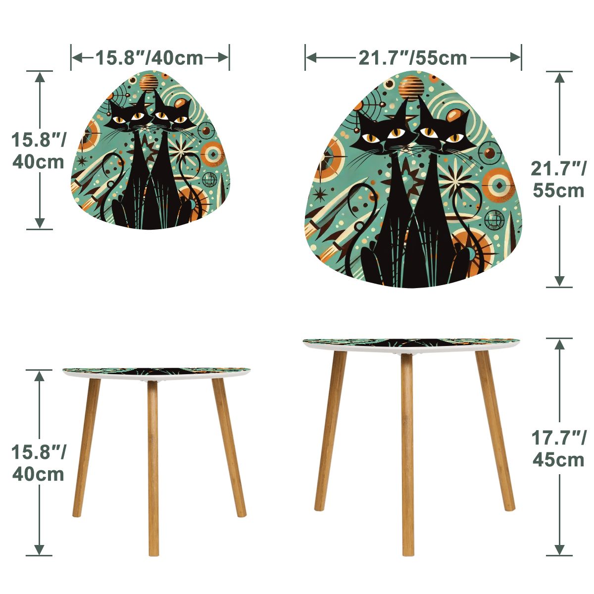Kate McEnroe New York Mid Century Modern Sexton Cat Nesting Tables, Retro Atomic, Space Age Coffee Table SetNesting TablesXp7eprrjAB