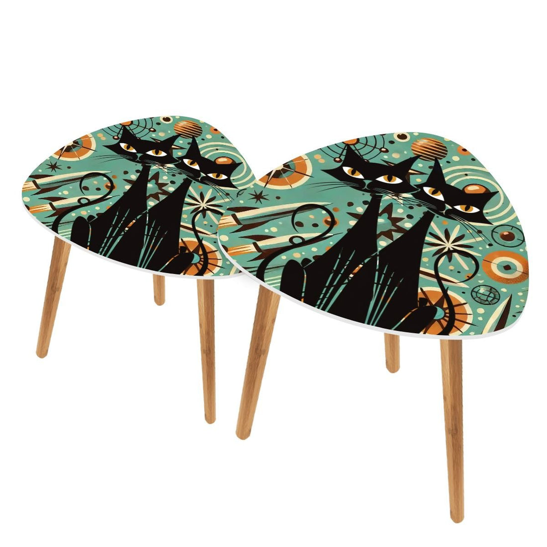 Kate McEnroe New York Mid Century Modern Sexton Cat Nesting Tables, Retro Atomic, Space Age Coffee Table SetNesting TablesXp7eprrjAB