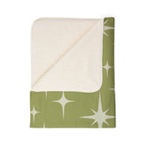 Kate McEnroe New York Mid Century Modern Sherpa Blanket, Retro Starburst MCM Fleece Throw, Vintage 50s Atomic Age Lime Green, Cream BeddingBlankets26351046397570090926