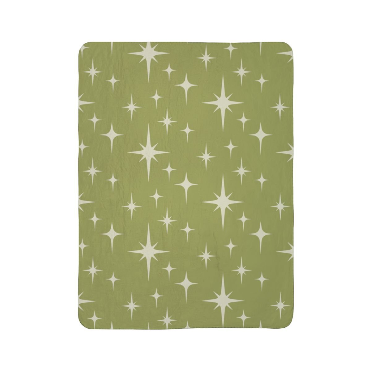 Kate McEnroe New York Mid Century Modern Sherpa Blanket, Retro Starburst MCM Fleece Throw, Vintage 50s Atomic Age Lime Green, Cream BeddingBlankets26351046397570090926