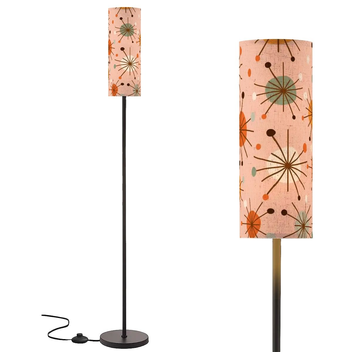 Kate McEnroe New York Mid Century Modern Slim Floor Lamp, Retro Pink Starburst LightingSlim Floor LampslxZxFalHax