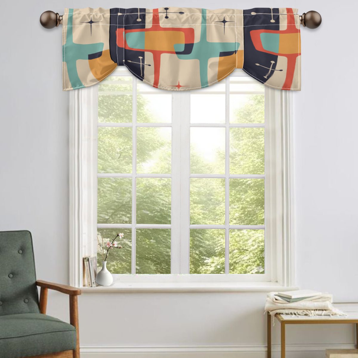 Kate McEnroe New York Mid Century Modern Sputnik Valance, Retro Atomic Starburst Window Topper, 60s MCM Window DecorValancesH5KRTB - ADLN4M - 7K9VFC