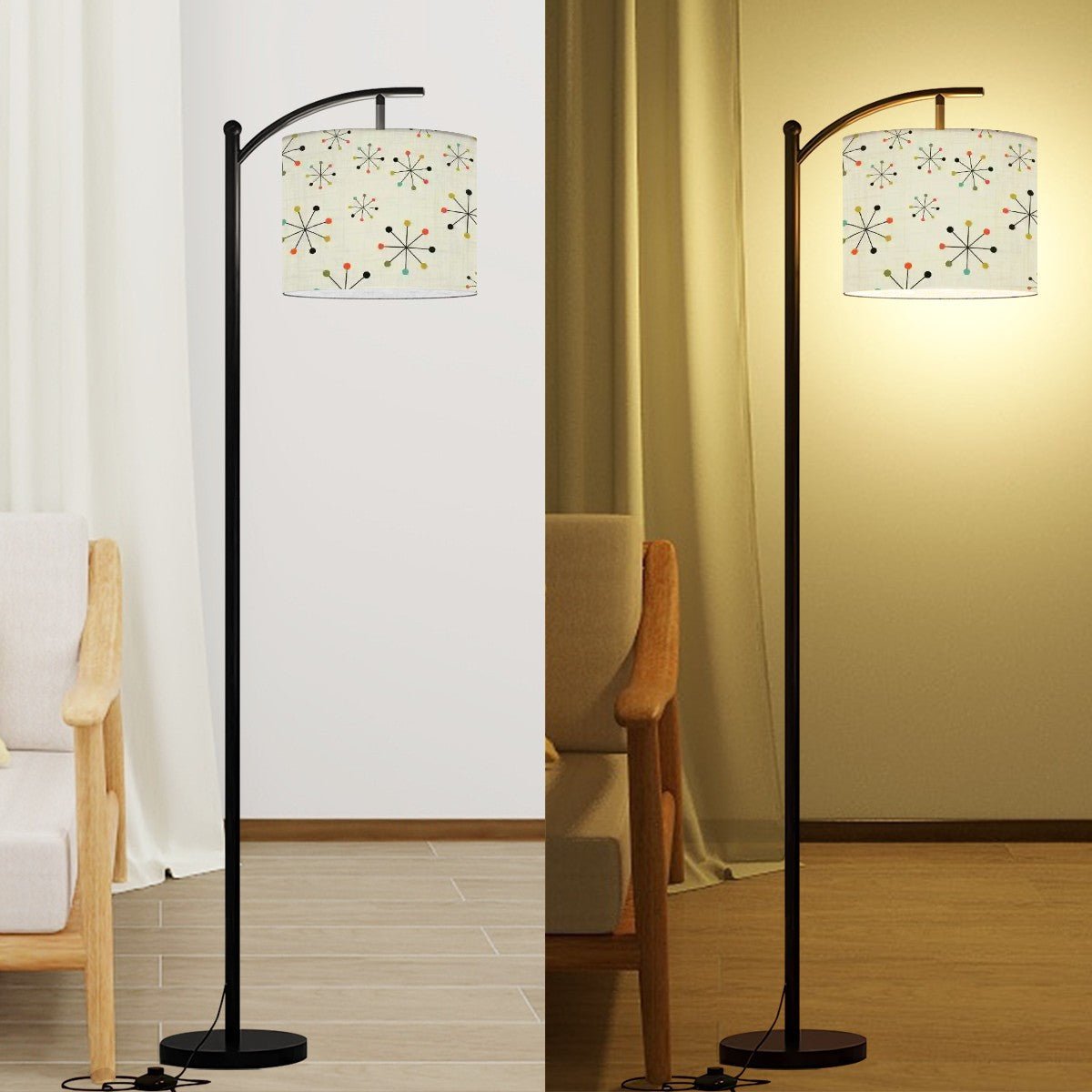 Kate McEnroe New York Mid Century Modern Starburst Arc Floor Lamp, 50s Retro Lighting, Atomic Age Accent LampFloor LampsRVXGe6lwDc