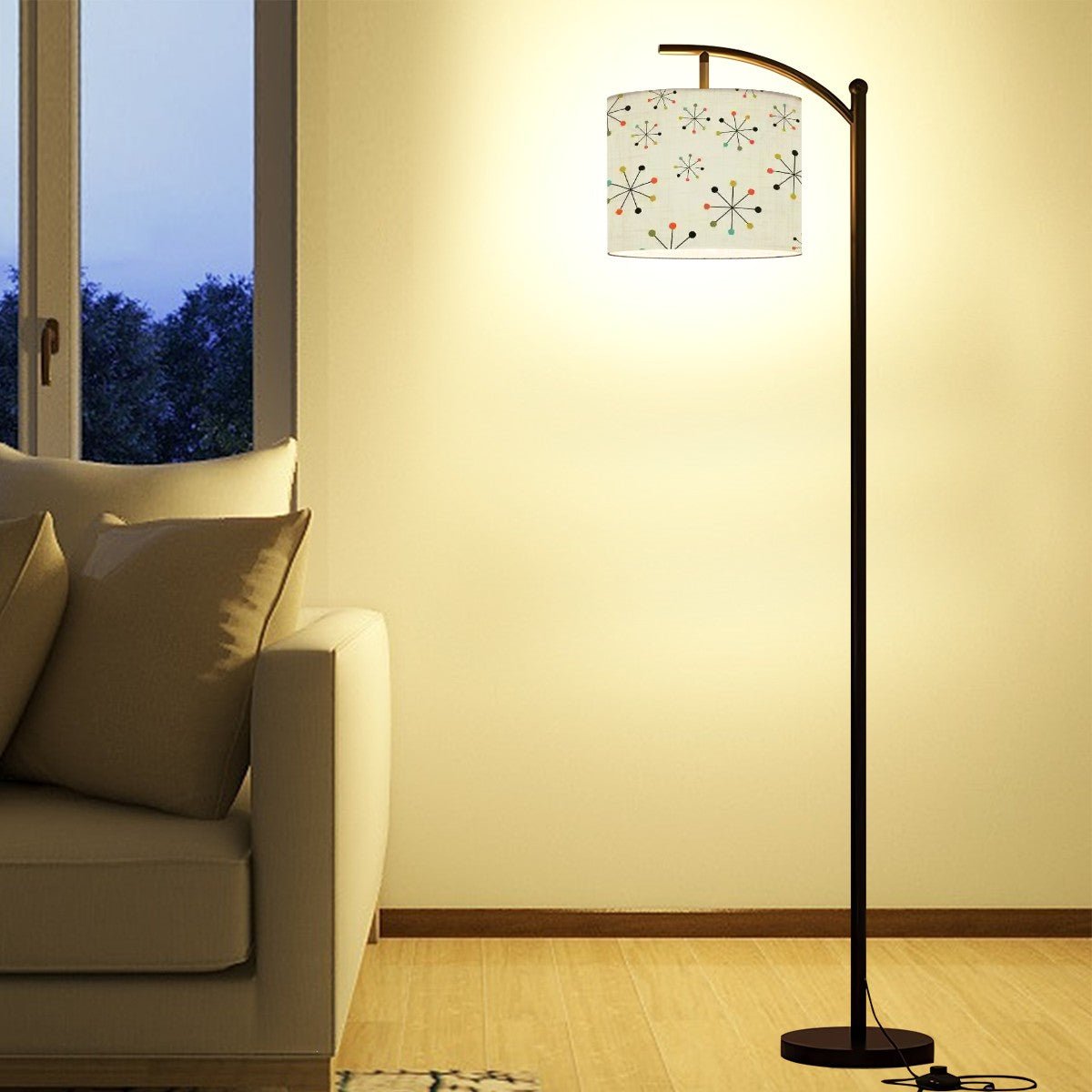 Kate McEnroe New York Mid Century Modern Starburst Arc Floor Lamp, 50s Retro Lighting, Atomic Age Accent LampFloor LampsRVXGe6lwDc