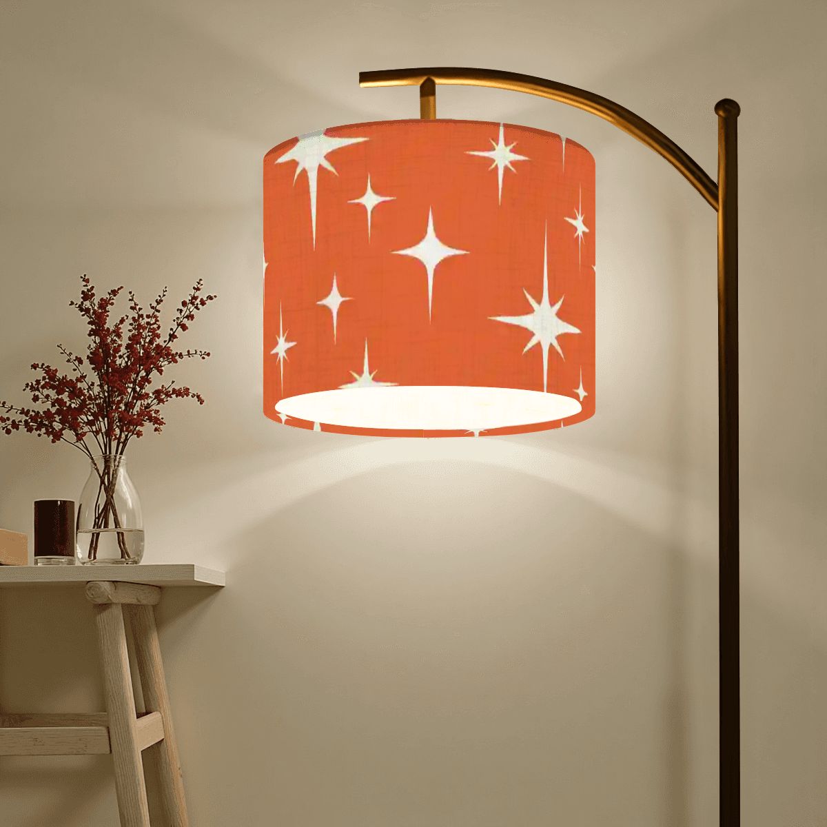 Kate McEnroe New York Mid Century Modern Starburst Arc Floor Lamp, Retro Orange Atomic Accent LightingArc Floor Lampsj9FPpQf71F