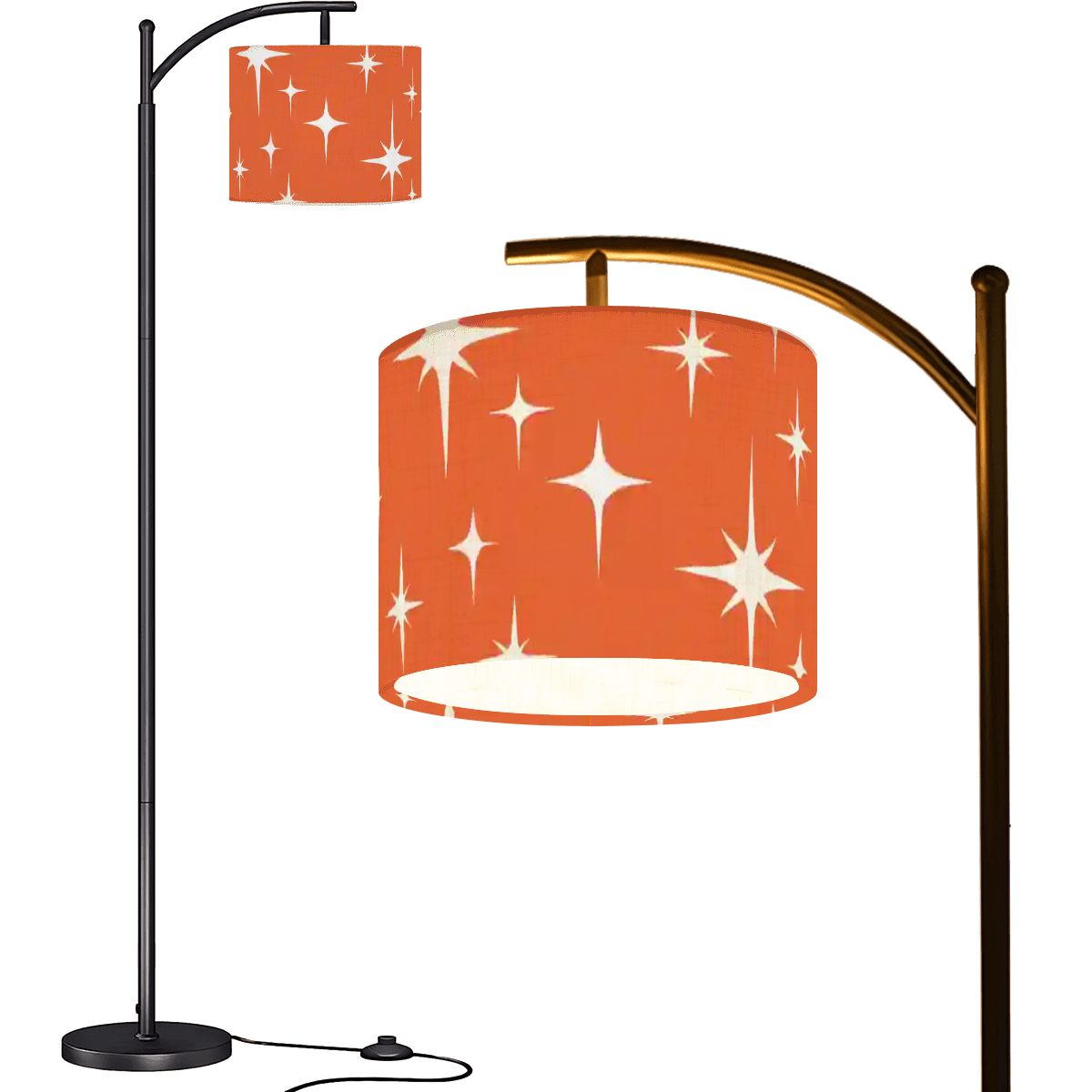 Kate McEnroe New York Mid Century Modern Starburst Arc Floor Lamp, Retro Orange Atomic Accent LightingArc Floor Lampsj9FPpQf71F