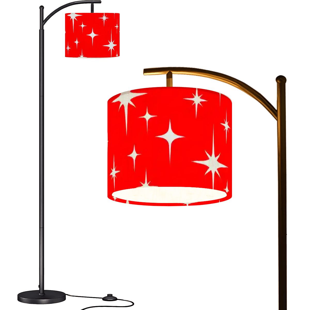 Kate McEnroe New York Mid Century Modern Starburst Arc Floor Lamp, Retro Red Atomic Accent LightingArc Floor LampsTPpaYNzZGr