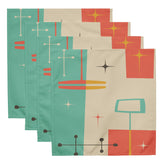 Kate McEnroe New York Mid Century Modern Starburst Cloth Napkins Set, Retro Teal, Orange Cocktail Table LinensNapkins9892453_17399