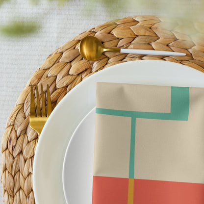 Kate McEnroe New York Mid Century Modern Starburst Cloth Napkins Set, Retro Teal, Orange Cocktail Table LinensNapkins9892453_17399