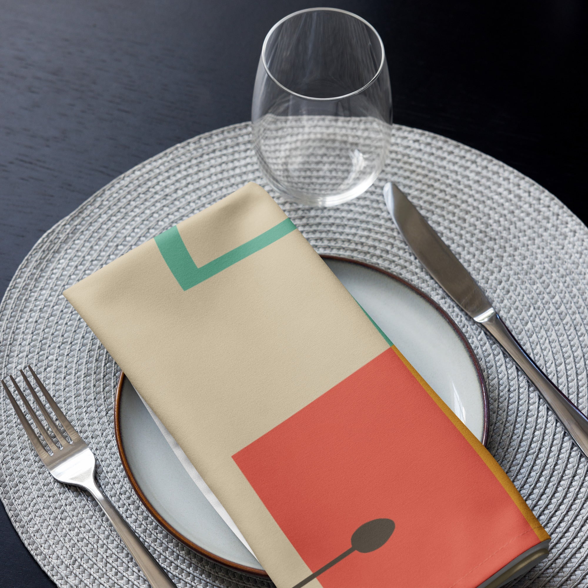 Kate McEnroe New York Mid Century Modern Starburst Cloth Napkins Set, Retro Teal, Orange Cocktail Table LinensNapkins9892453_17399