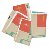 Kate McEnroe New York Mid Century Modern Starburst Cloth Napkins Set, Retro Teal, Orange Cocktail Table LinensNapkins9892453_17399