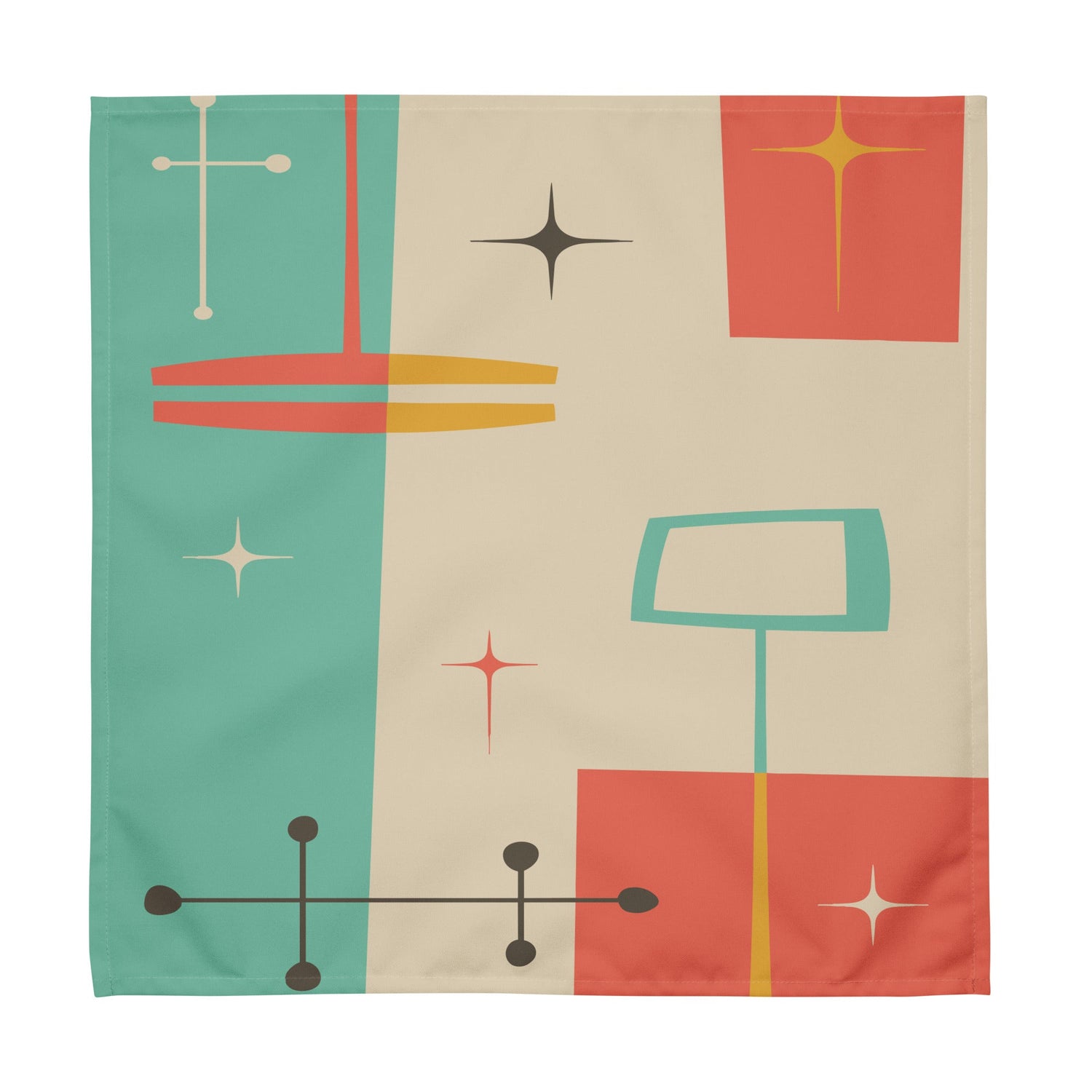 Kate McEnroe New York Mid Century Modern Starburst Cloth Napkins Set, Retro Teal, Orange Cocktail Table LinensNapkins9892453_17399
