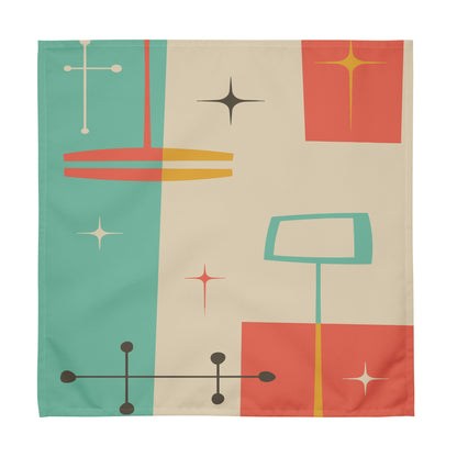 Kate McEnroe New York Mid Century Modern Starburst Cloth Napkins Set, Retro Teal, Orange Cocktail Table LinensNapkins9892453_17399