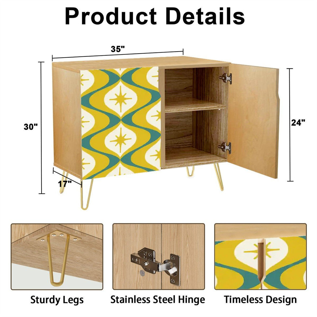 Kate McEnroe New York Mid Century Modern Starburst Credenza, Retro Atomic Age Storage Cabinet, 50s Mod Accent FurnitureStorage CabinetsKlcjtOqXqn