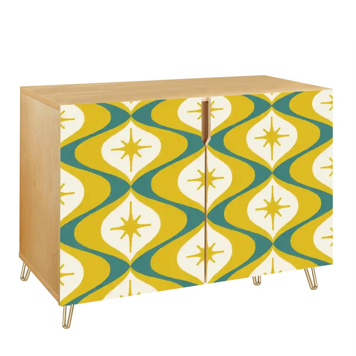 Kate McEnroe New York Mid Century Modern Starburst Credenza, Retro Atomic Age Storage Cabinet, 50s Mod Accent FurnitureStorage CabinetsKlcjtOqXqn