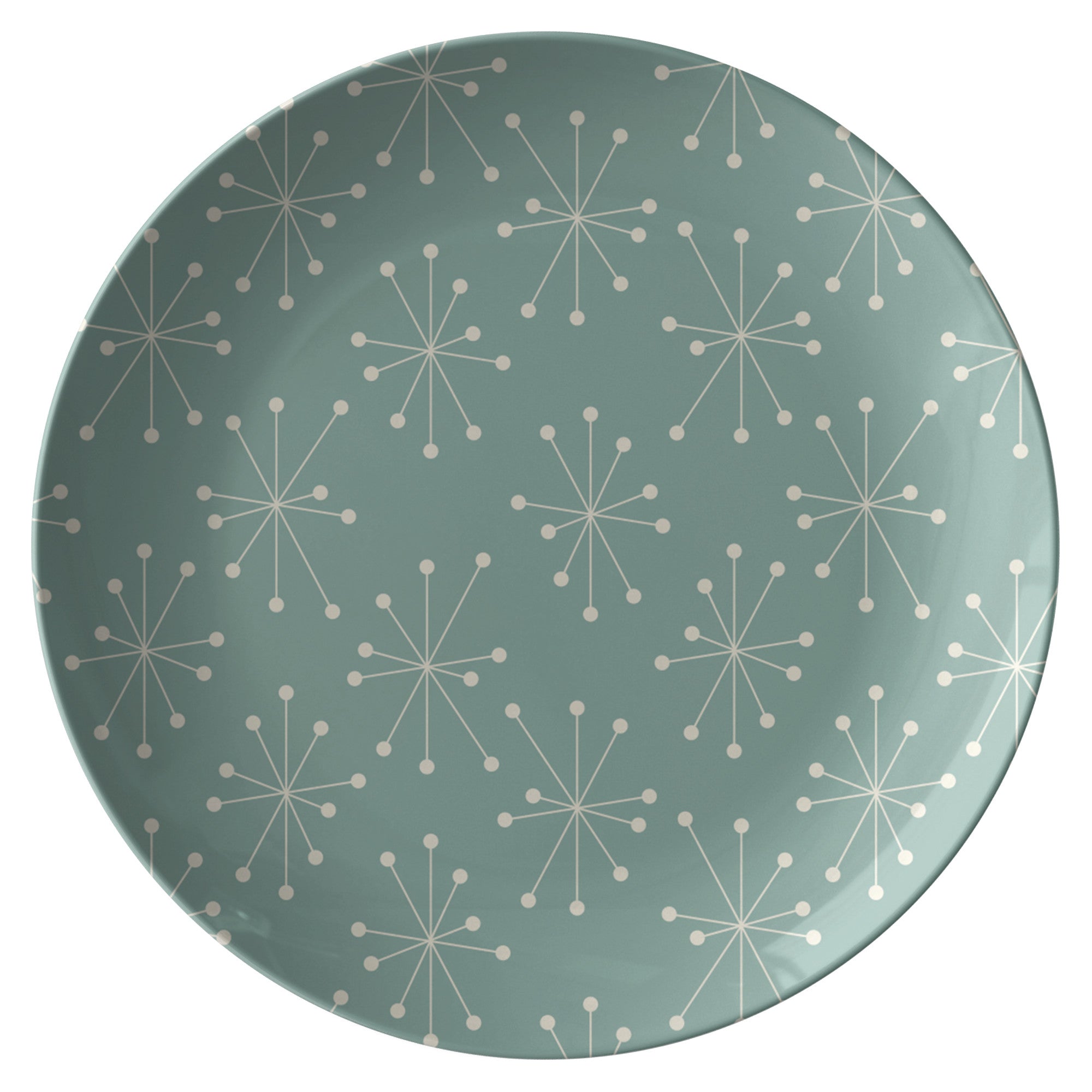 Kate McEnroe New York Mid Century Modern Starburst Dinner Plate, Retro Teal Party DishPlates9820SINGLE