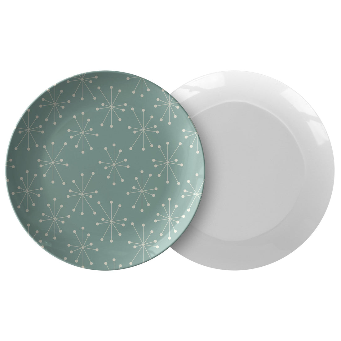 Kate McEnroe New York Mid Century Modern Starburst Dinner Plate, Retro Teal Party DishPlates9820SINGLE