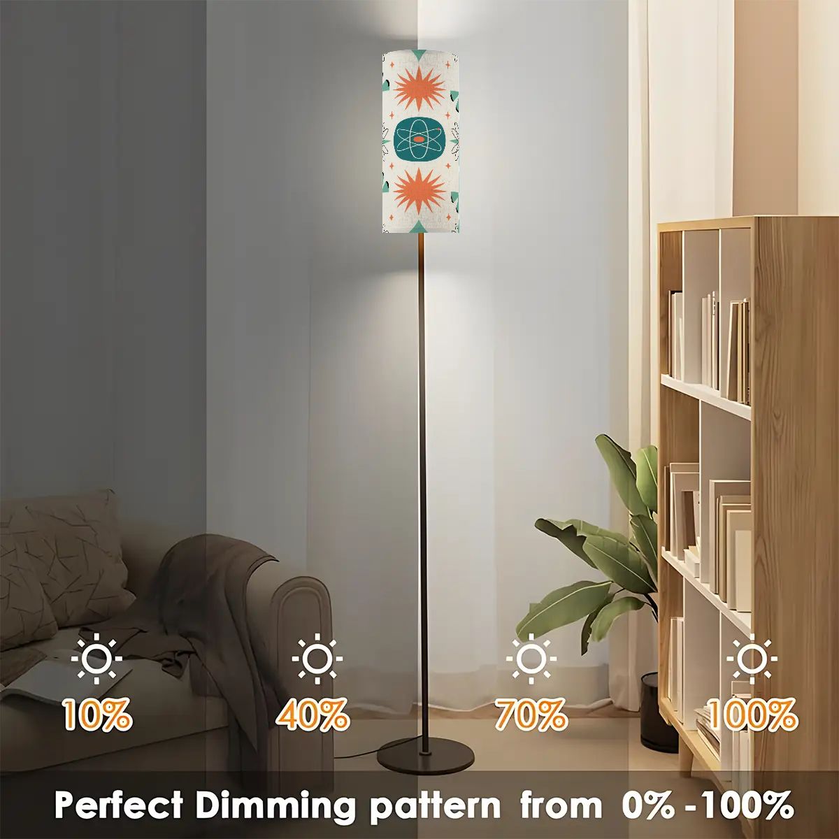 Kate McEnroe New York Mid Century Modern Starburst Floor Lamp, Retro Atomic Teal Orange Accent LightFloor LampsbvOYQSmVxu