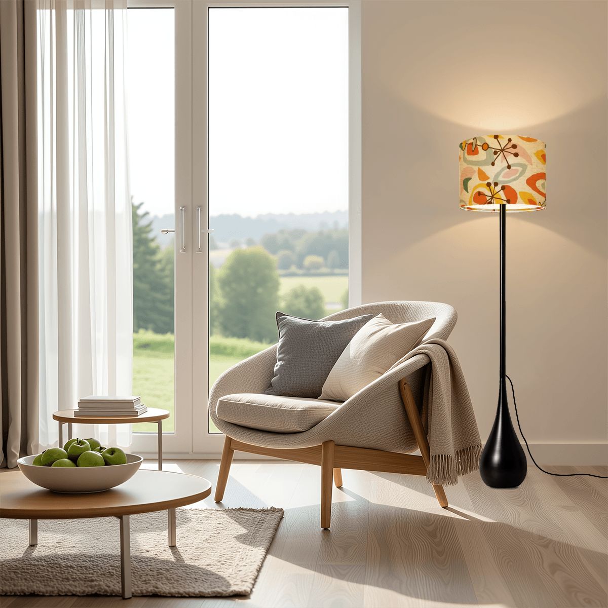 Kate McEnroe New York Mid Century Modern Starburst Geometric Orange Yellow Teardrop Floor LampFloor Lamps6UdEyCm7hr