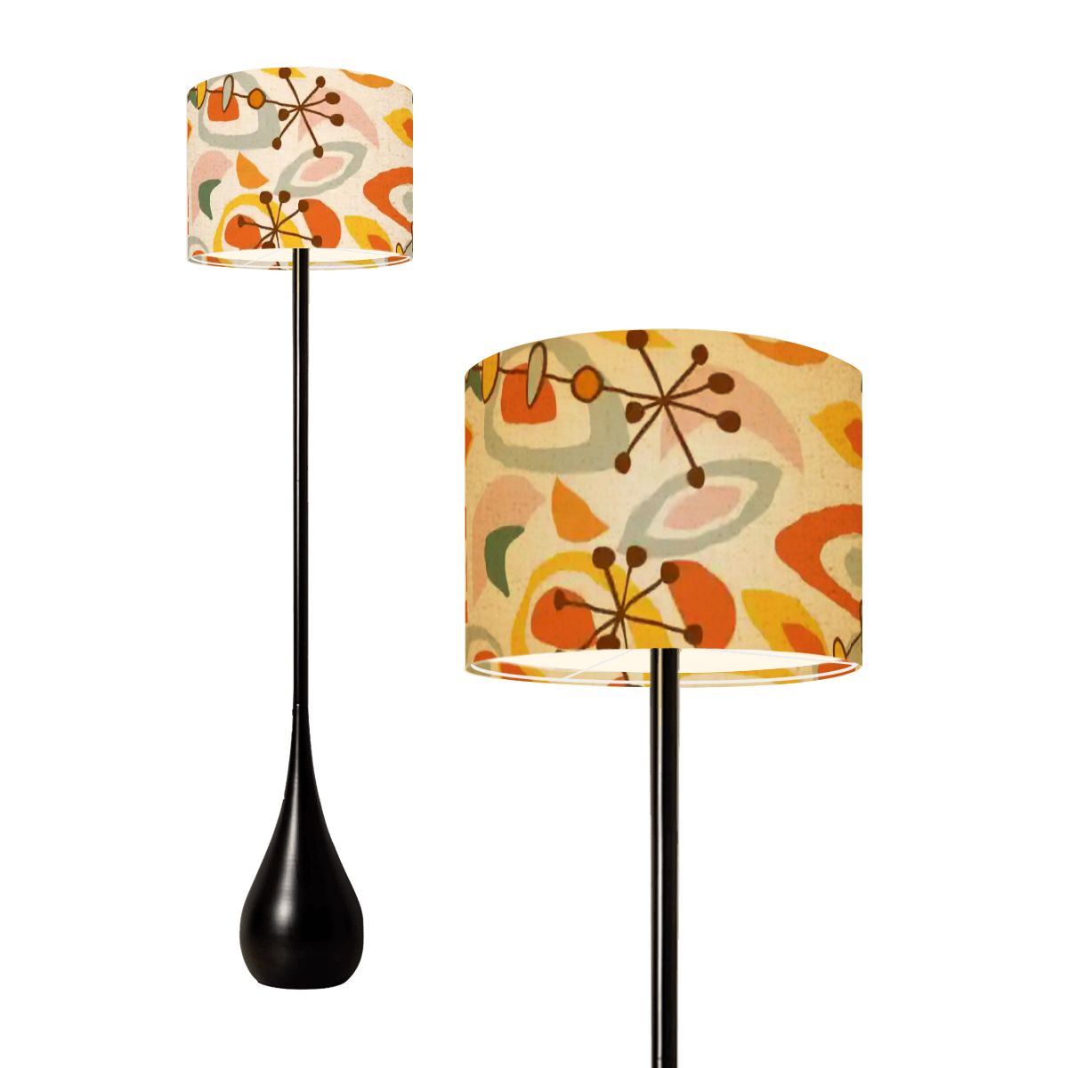 Kate McEnroe New York Mid Century Modern Starburst Geometric Orange Yellow Teardrop Floor LampFloor Lamps6UdEyCm7hr