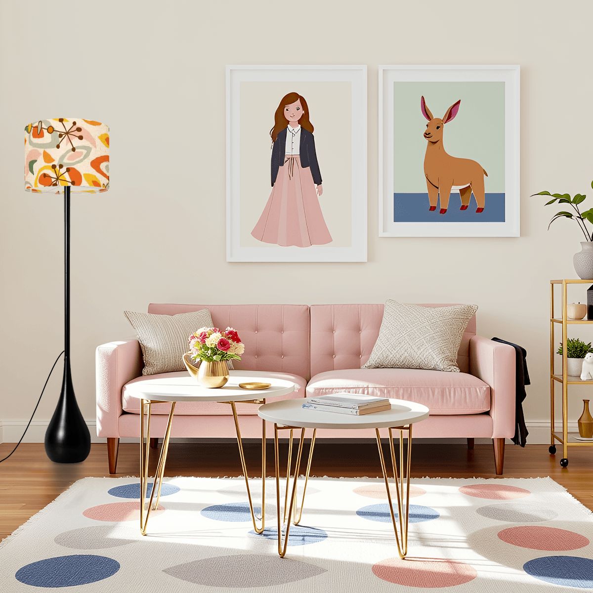 Kate McEnroe New York Mid Century Modern Starburst Geometric Orange Yellow Teardrop Floor LampFloor Lamps6UdEyCm7hr