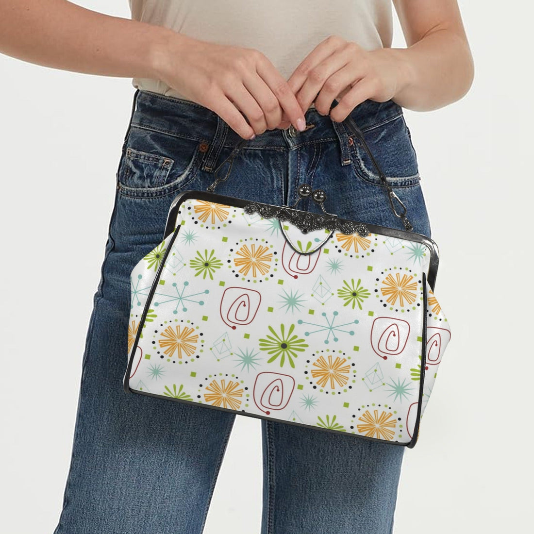 Kate McEnroe New York Mid Century Modern Starburst Kiss Lock HandbagCrossbody BagsD3274947