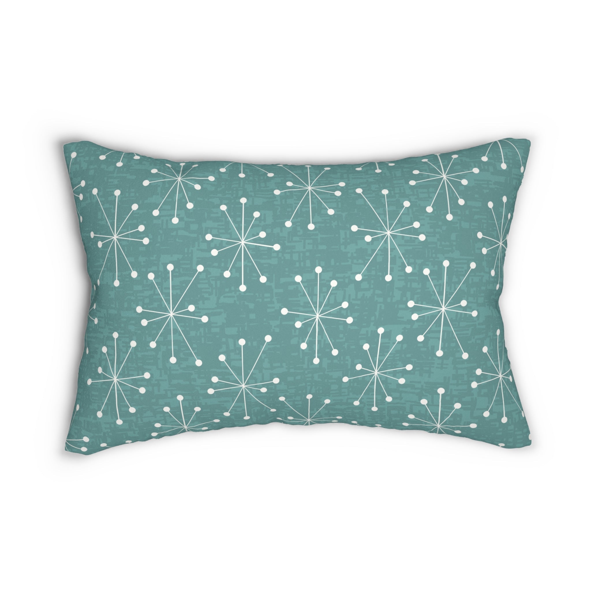Kate McEnroe New York Mid Century Modern Starburst Lumbar Pillow, Retro Teal Accent Cushion, Atomic Era Home DecorLumbar Pillows29944900631783871241